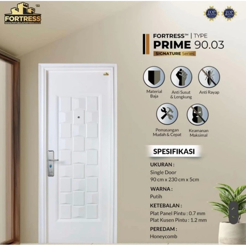 PINTU BAJA UTAMA FORTRESS PRIME 90.03 (90x230) - COKLAT/PUTIH
