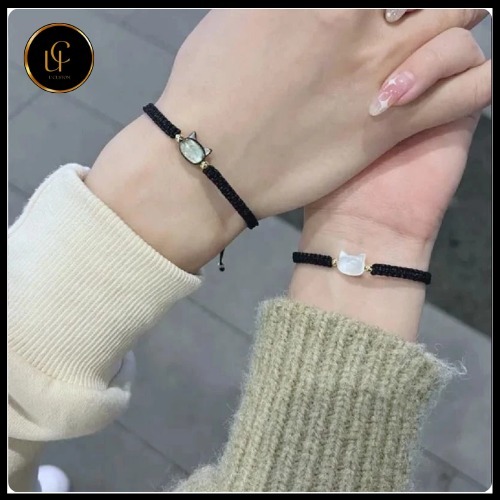 U CUSTOM - Gelang Kepang Motif Kucing  Gelang Adjustable Karakter Kucing Lucu