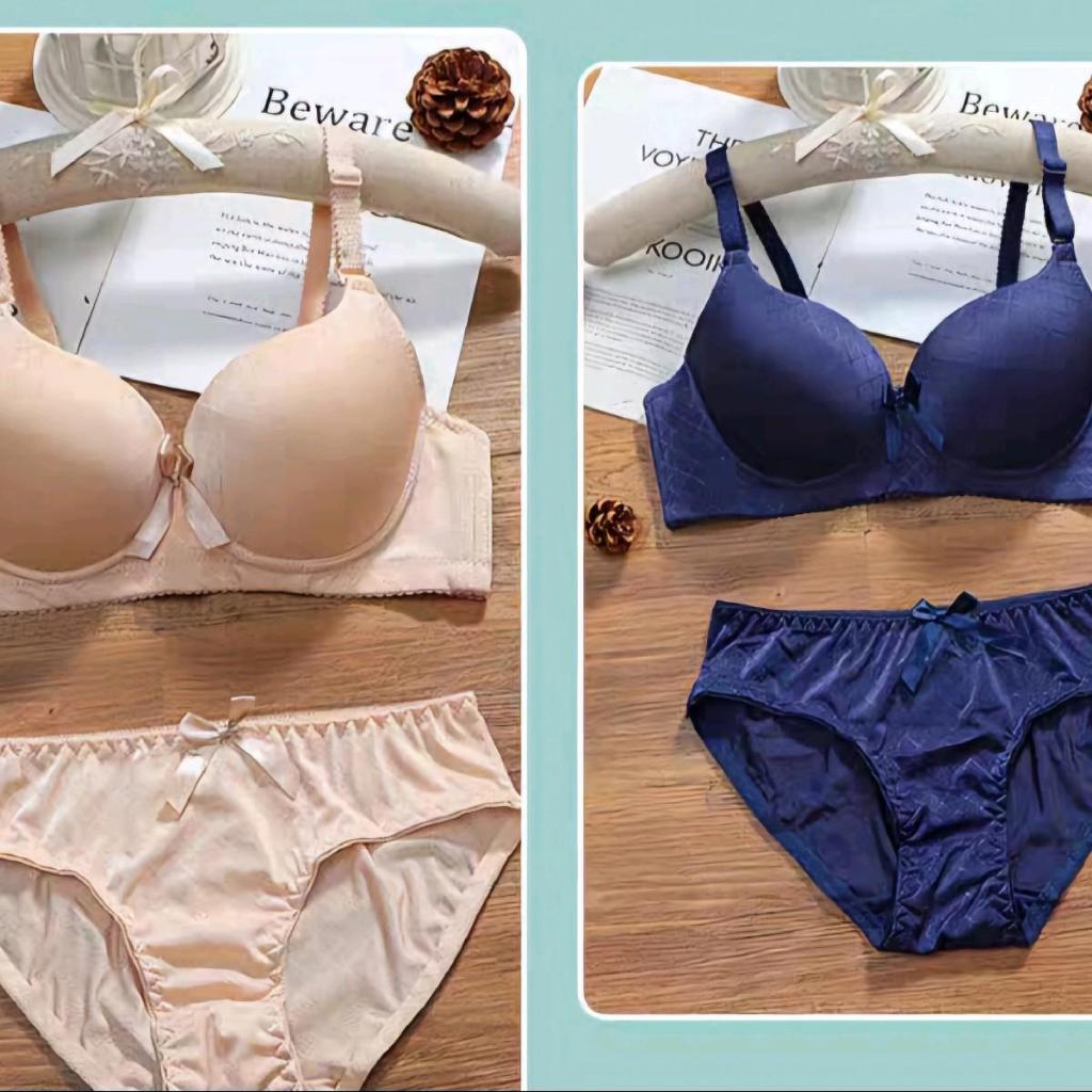 Bra wanita set+CD BRA Kawat Busa Tipis Cup B Size 36-42 kait 3 bra push up Ukuran CD all size art