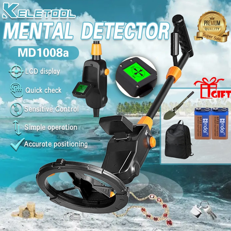 MD1008A Metal Detector Detektor Logam Profesional Akurasi Tinggi 7.48INCI Coil Seh Tahan Air Dengan 