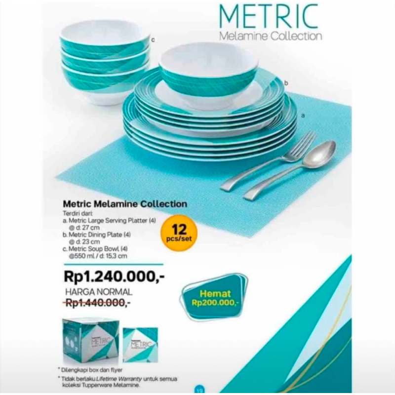 Metric Melamine Collection Set (Piring Melamine) Tupperware
