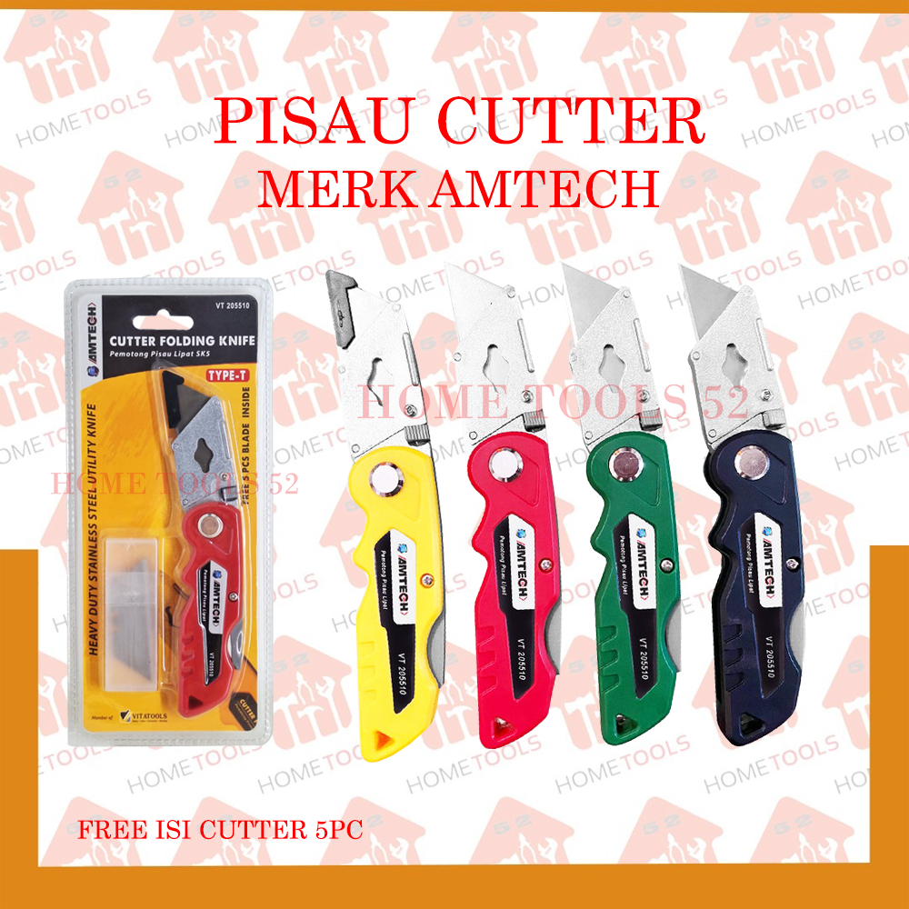 

Pisau Cutter Akrilik Type T Pisau Cutter Lipat Material SK5 Isi Mata Pisau 5 Pcs AMTECH