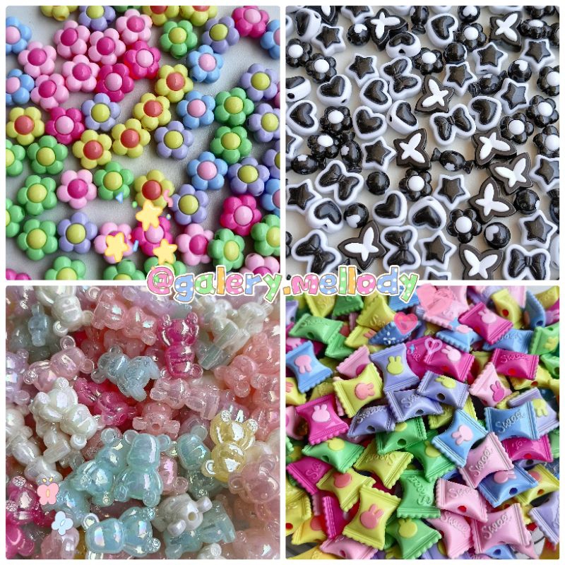 MOTE TOPING 6pcs/10gram MANIK CANDY/PERMEN,MANIK TOPING BEAR(BONEKA)MANIK TOPING HITAM, MANIK BUNGA 