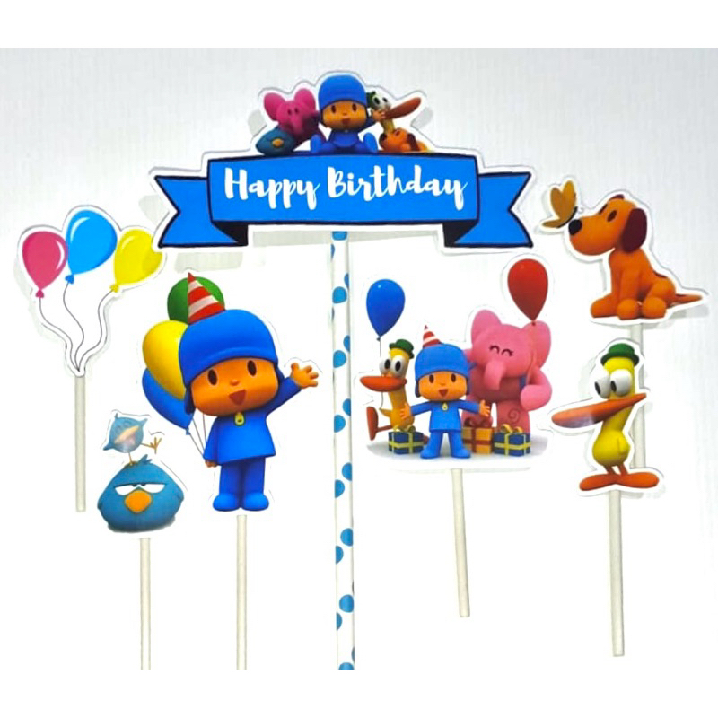 Hiasan kue Pocoyo / cake topper kertas pocoyo