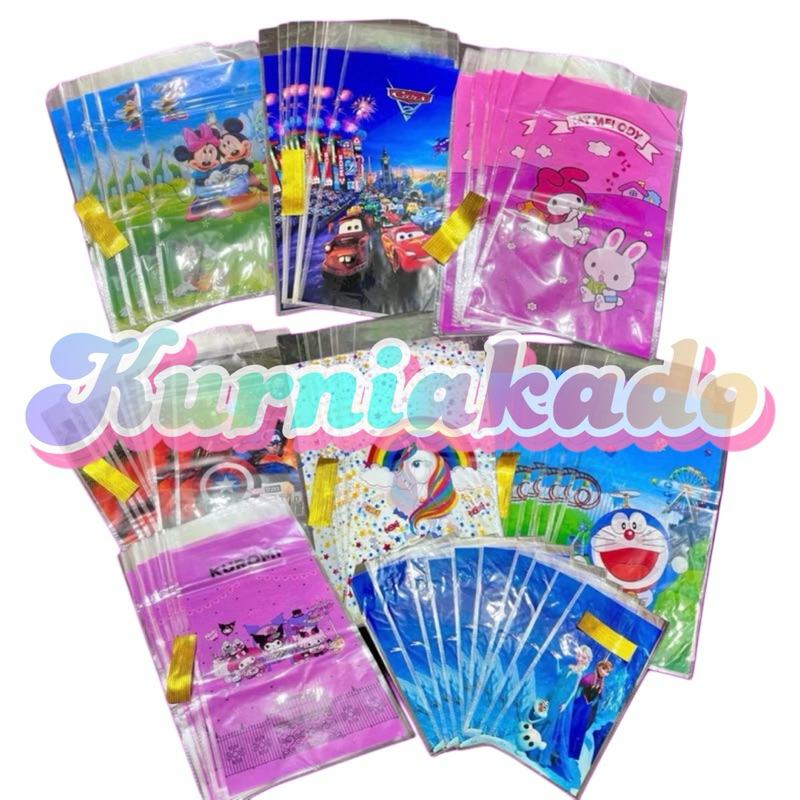 

plastik Snack Ulang Tahun premium isi 10 pcs besar , Plastik makanan ulang tahun anak kurnia kado