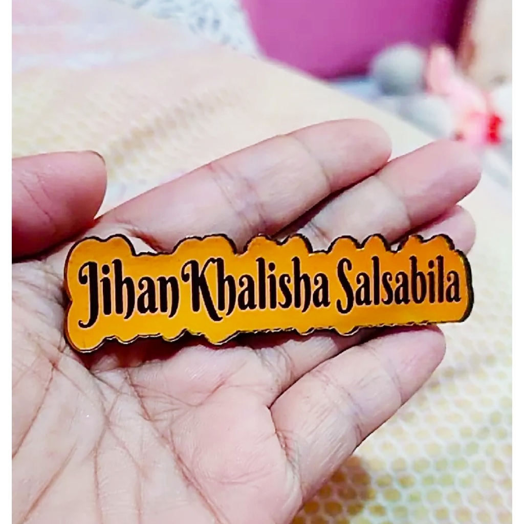 Custom Bros Nama Akrilik Mirror Gold Rose Gold Silver Grafir | Name Tag Akrilik Mirror  | Bros Hijab