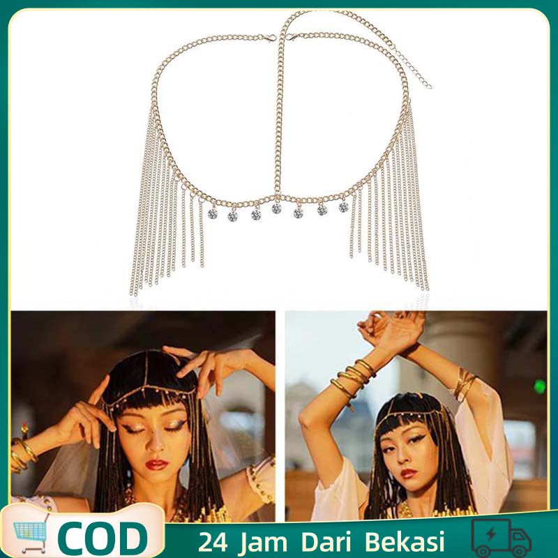 Aksesoris Dahi Pengantin Hiasan Dahi Headpiece Pengantin Hijab Tassel Headband