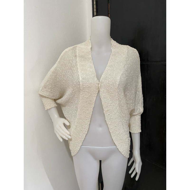 IWIE Cardigan bolero lengan pendek broken white