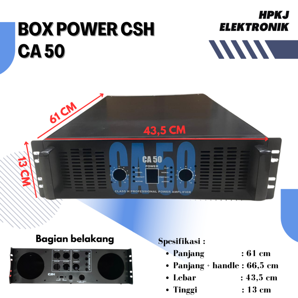 BOX POWER CA 50 CA50 2CH 2 CH 2 CHANLE AMPLIFIER + KNOP