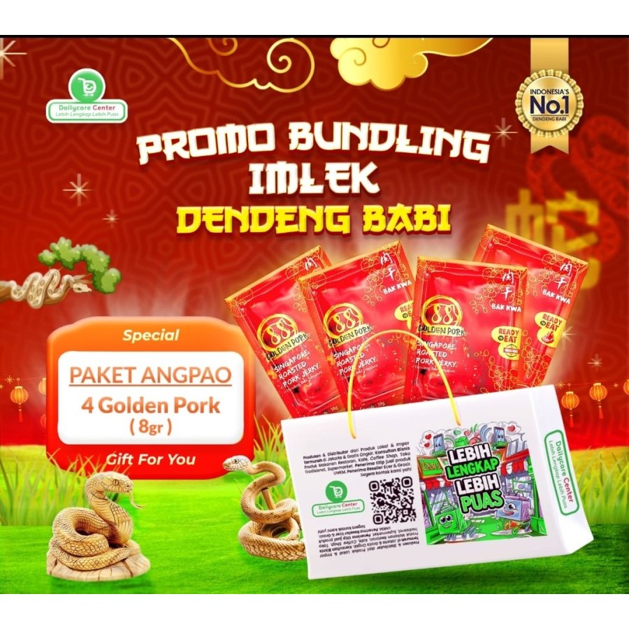 

Angpao Imlek- Dendeng babi-Golden Pork 8gr isi 4 sachet-Dendeng bentuk angpao