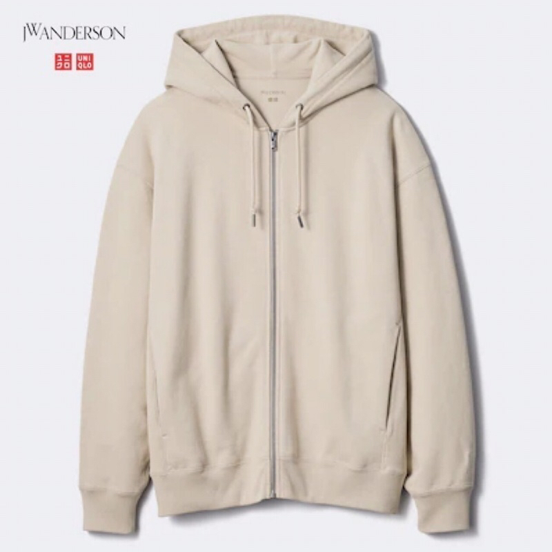 U N I Q L O Men JW Anderson Oversized Full Zip Hoodie Jaket Sweat Ritsleting Pria