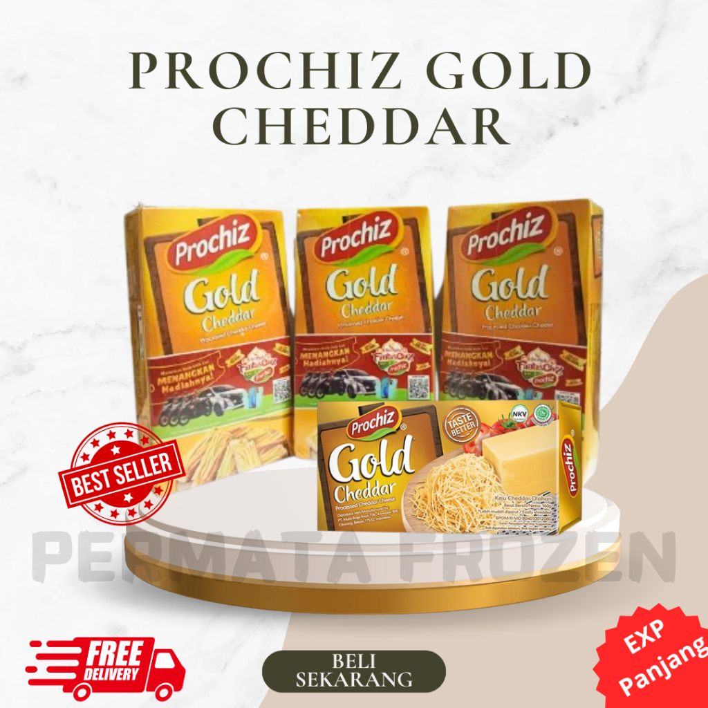 

Keju Prochiz Gold Cheddar 160gr Kemasan Original Exp Panjang