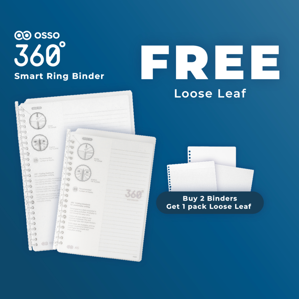 OSSO 360 Smart Ring Notebook Binder A5 B5 Transparent Cover Buku Tulis Bisa Dilipat