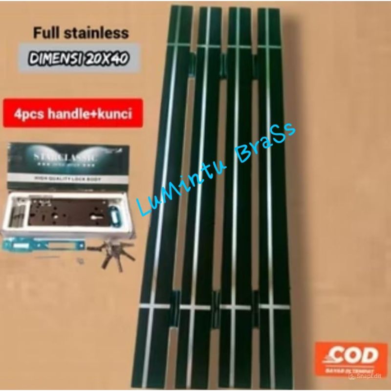 HANDLE Pintu Minimalis/Gagang Pintu Rumah/Tarikan Pintu 2psg + Kunci