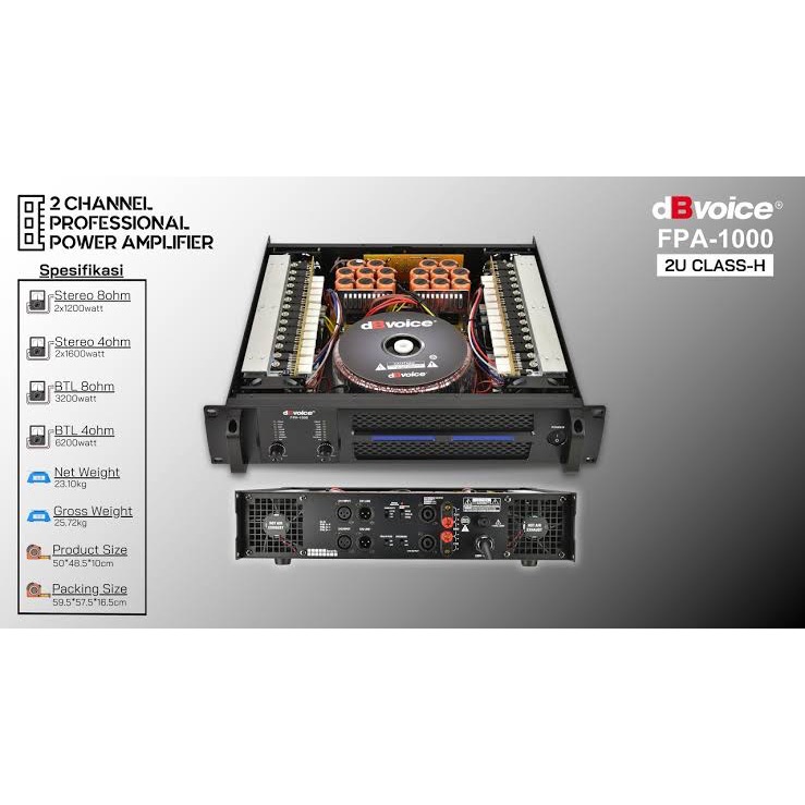 Power dB Voice FPA-1000 Original Product 2 Channel 1200Watt Class