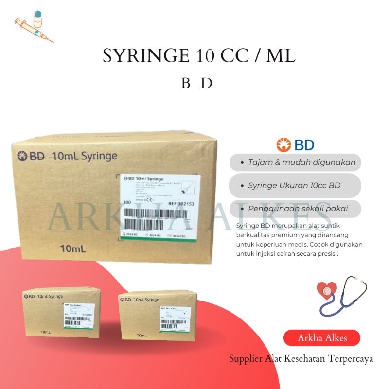 Syringe 10 CC / ML BD jarum suntik Harga/Box isi 100pcs