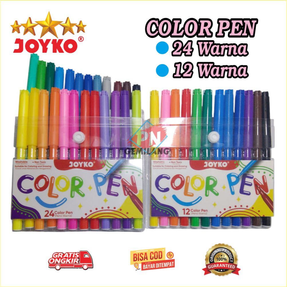 

SPIDOL JOYKO Pena Kuas Warna Joyko CLP-60 Color PEN 12 WARNA dan 24 WARNA JOYKO Color Brush Pen