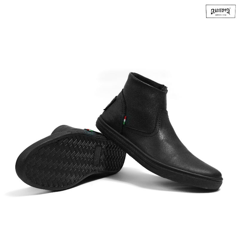 Sepatu Kulit Boots Retsleting Wanita Terbaru || Sepatu Vintage Unisex || Grasstopper.Id 100% Kulit O