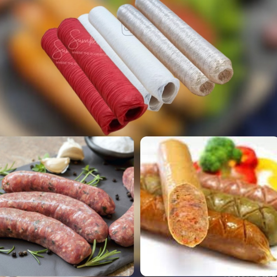 

Slongsong Kolagen Kulit Sosis Plastik Selulosa Selongsong Sosi Jumbo Collagen ECO PACK HALAL
