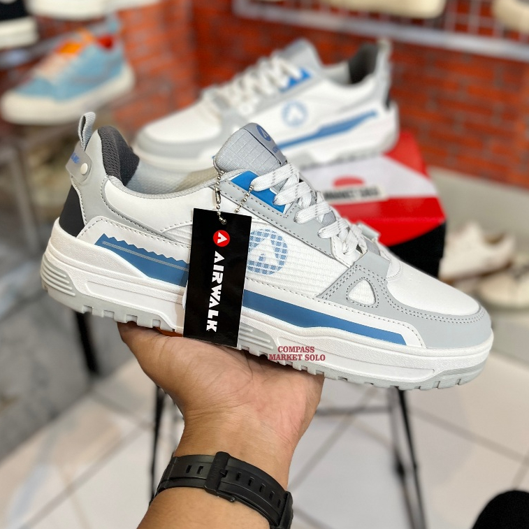 [ORIGINAL] SEPATU AIRWALK BRETLE WHITE BLUE GREY AIWUK240601G | SEPATU SNEAKERS CASUAL PRIA