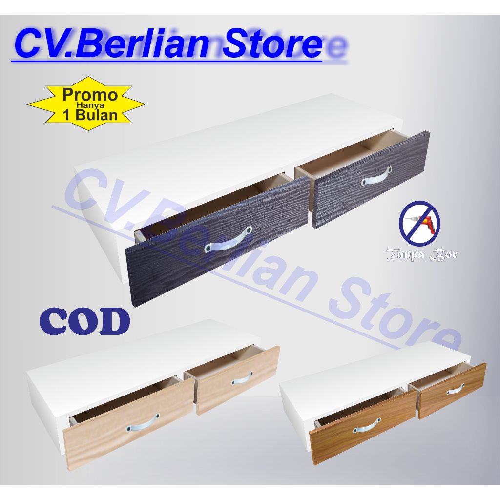 60x30 Rak Laci Dinding Melayang Gantung mbalan Dekorasi Minimalis