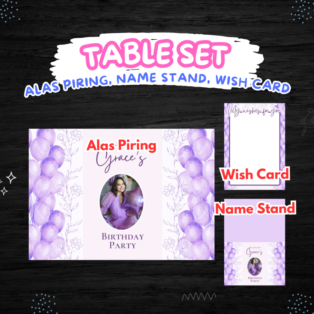 Table set aksesoris dekor meja alas meja name stand baby shower pink floral sweet seventeen birthday