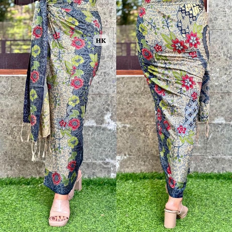 Kamen Premium Bali Songket 100% Adem Bahan Sutra Paris ATBM Motif Bunga Mawar