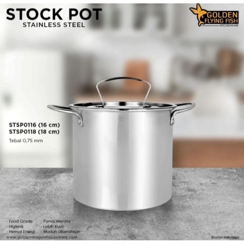 Panci Stock Pot Golden Flying Fish Stainless Steel