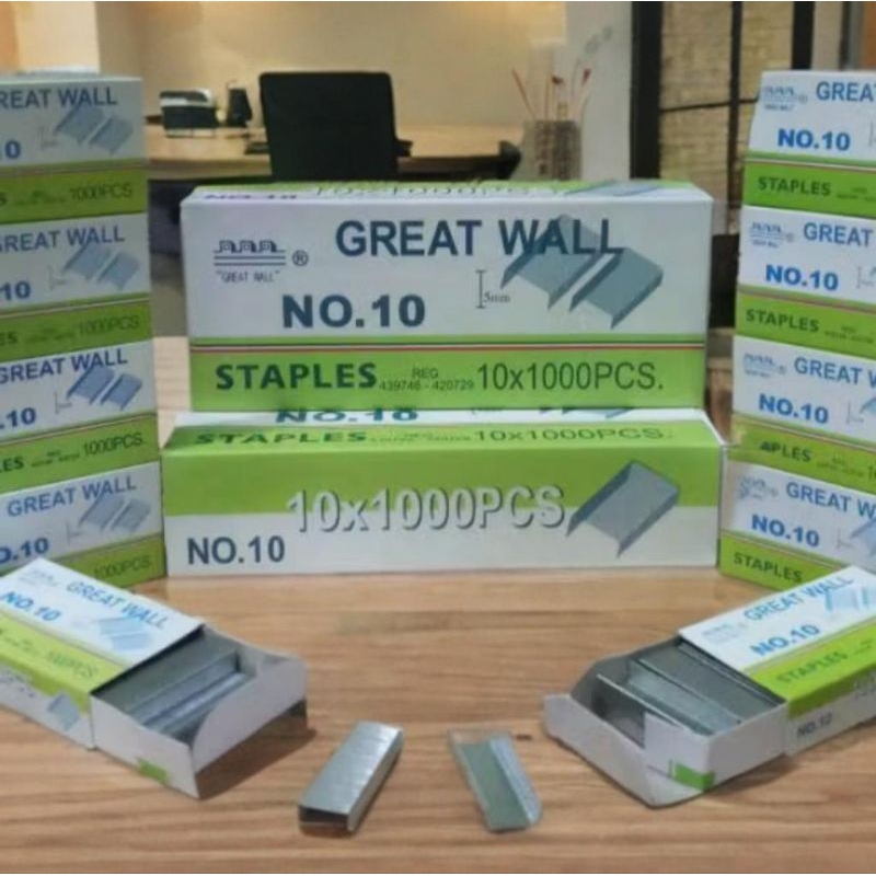 

#ECR2# HARGA TURUN...Murah dan Original. staples great wall. 1pak besar = 10 pak kecil. 1 pak kecil berisi 1000pcs.