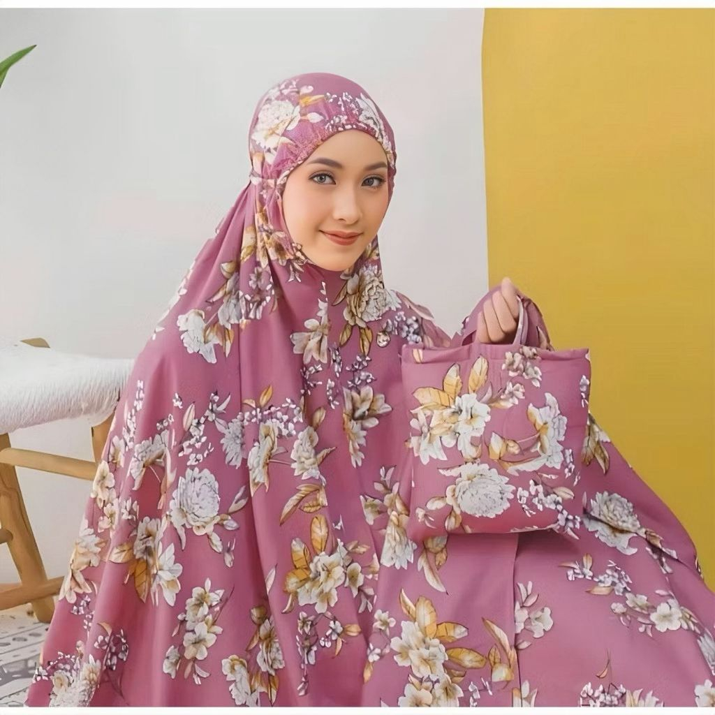 Mukena Wanita Dewasa Motif Bunga Sakura Mukena Traveling Terlaris Mukena Rayon Premium Mukena Sakura