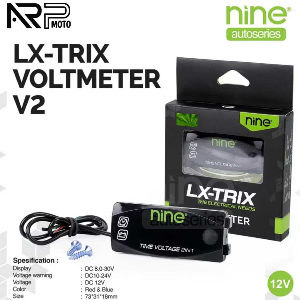 VOLT METER DIGITAL 2in1 TEGANGAN AKI & JAM MOTOR & MOBIL UNIVERSAL 12-24V