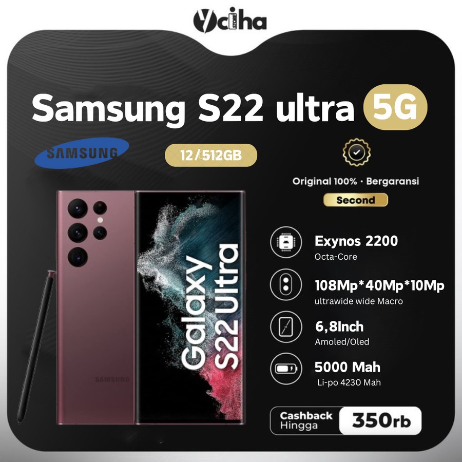 Samsung S22 Ultra 5G 8/256GB Second Resmi