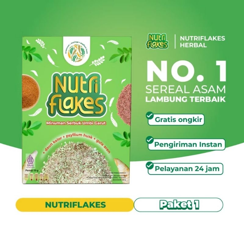 

Paket 1 Box NutriFlakes Sereal Asli Umbi Garut Khusus Asam Lambung Kronis Gerd Maag & Gangguan pencernaan