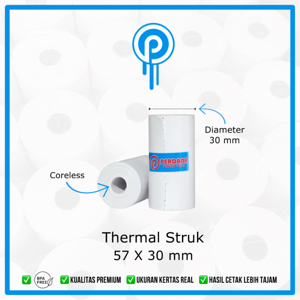 

KERTAS THERMAL 57X30MM / TELLSTRUK 57X30 / KERTAS THERMAL PAPER ROLL 57X30