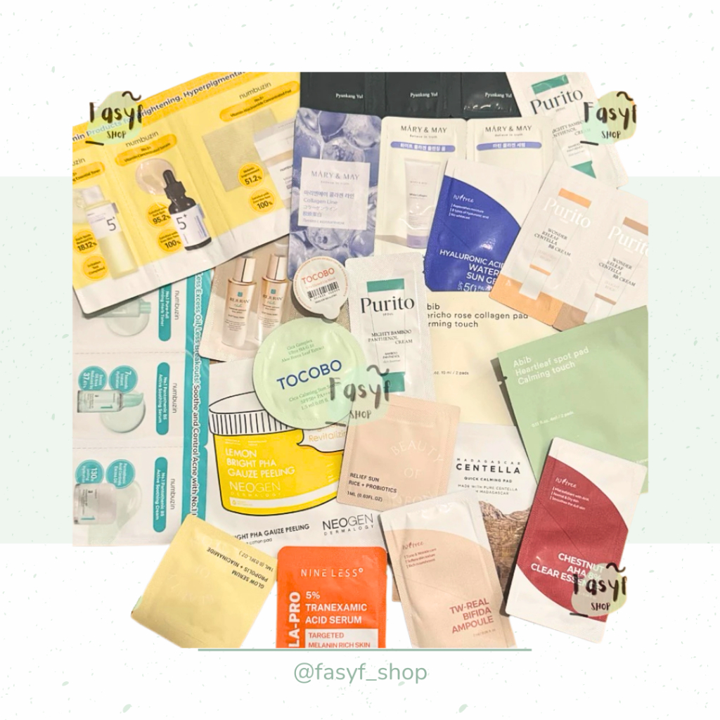 SAMPLE SACHET SKINCARE KOREA Arencia Purito Numbuzin Isntree Hince Beauty of Joseon Mixsoon Abib Toc