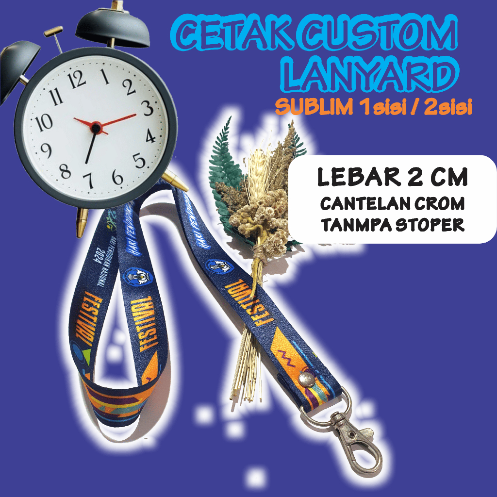 

Tali Lanyard Custom MATA ITIK TANPA STOPPER Print Sublim 2cm cetak 2 muka / tali id card
