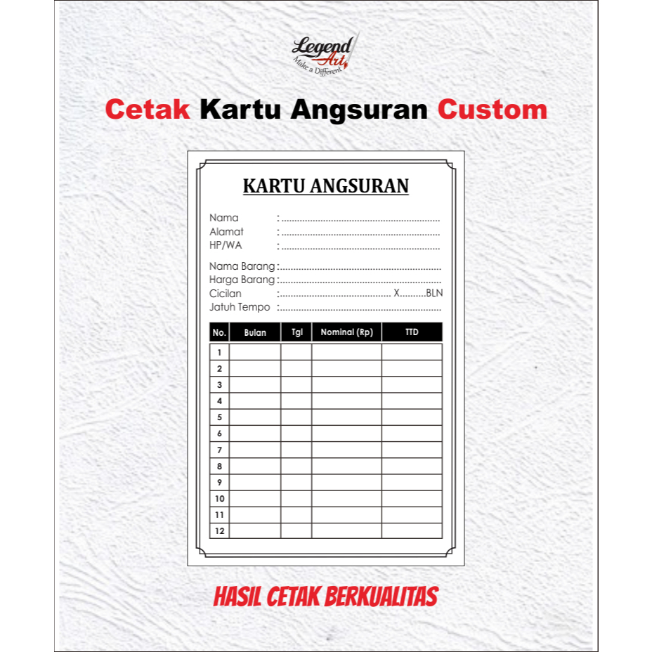 

Cetak Kartu Angsuran Custom - Free Desain