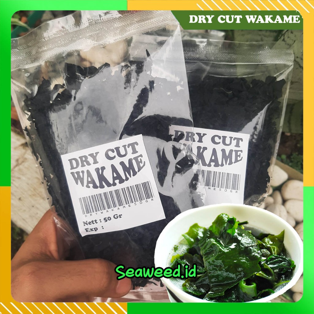 

DRY CUT WAKAME Rumput Laut Kering │Dried Cut Wakame Import untuk Miso Sup Ramen Udon