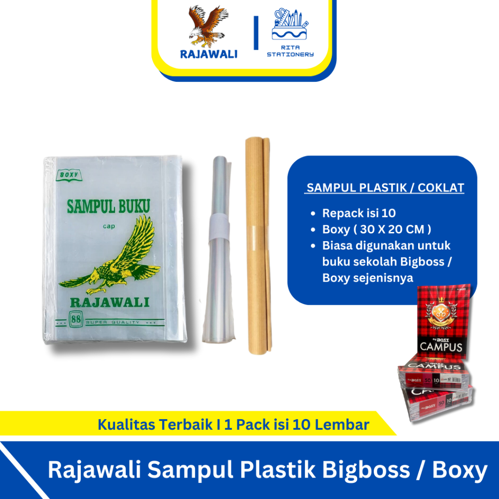 

Sampul Plastik / Coklat Buku Tulis Rajawali Ukuran Boxy / Bigboss Sekolah Anak - 1 pack isi 10