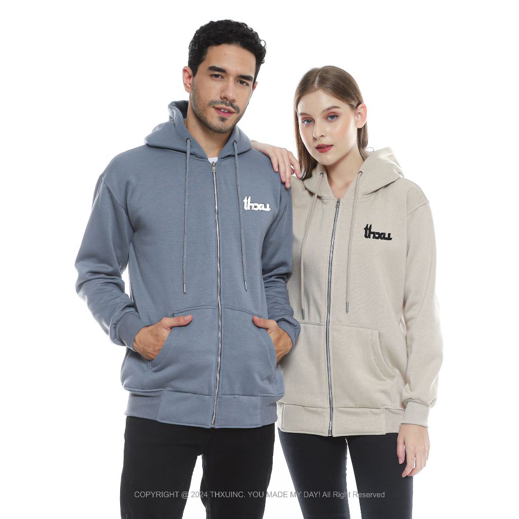 THXU - Hoodie Zipper THXU Font V5 M - XXL ( Pria & Wanita )