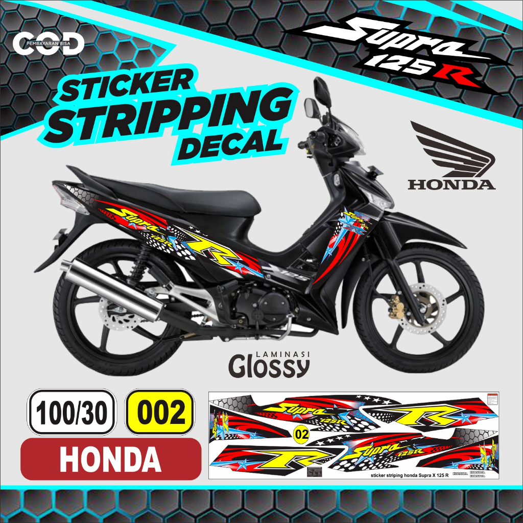 stiker motor honda supra x 125 2005 sampai 2017 decal supra x 125 striping variasi supra x