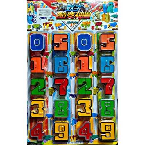 Mainan Edukasi Anak Robot Angka Berubah Bentuk Angka 0 - 9 Transformer Robot Angka