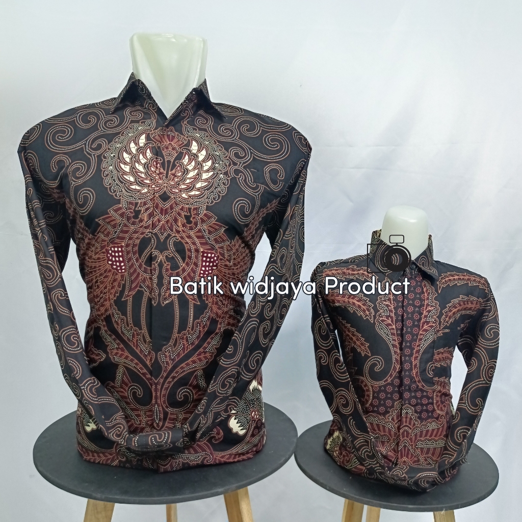 batik couple ayah anak iwan tirta'an hitam mix maron peksi tarong katun premium lapis furing origina