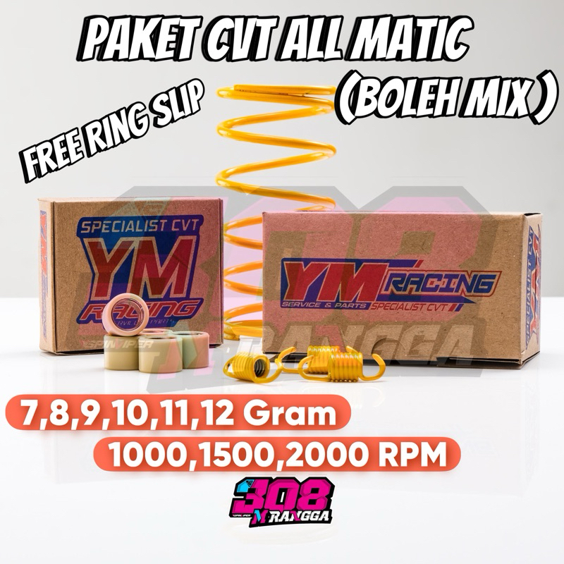 PAKET HEMAT UPGRADE CVT YM RACING ALL MATIC | Roller Bebas bisa RATA atau SILANG | CVT - Beat karbu/