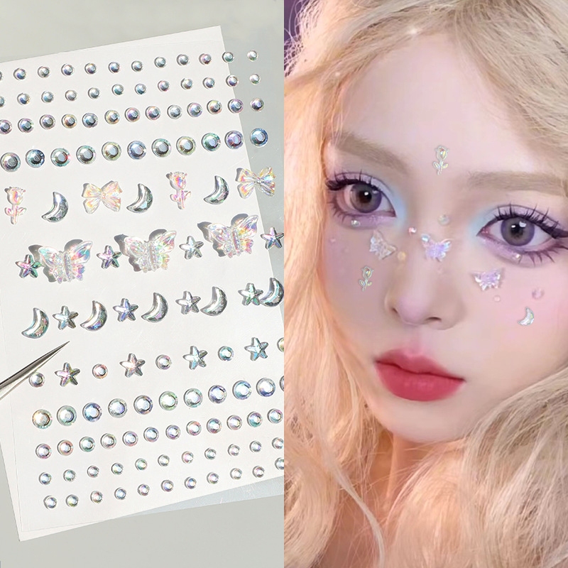 

COD-3D Aurora Butterfly Pearl Sticker Children Makeup Sticker Facial Accessories-CH
