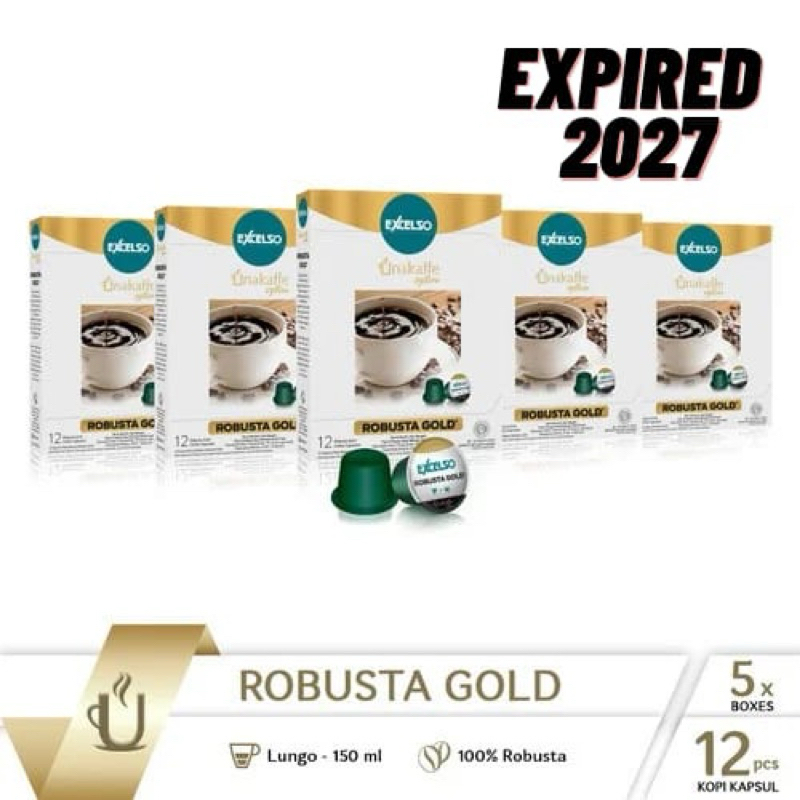 

Excelso Capsule Unakaffe Kopi Kapsul paket 5 pack ROBUSTA GOLD (isi 5 pack)