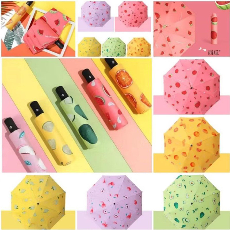 PAYUNG LIPAT MOTIF BUAH PAYUNG HUJAN ANTI SINAR UV OTOMATIS