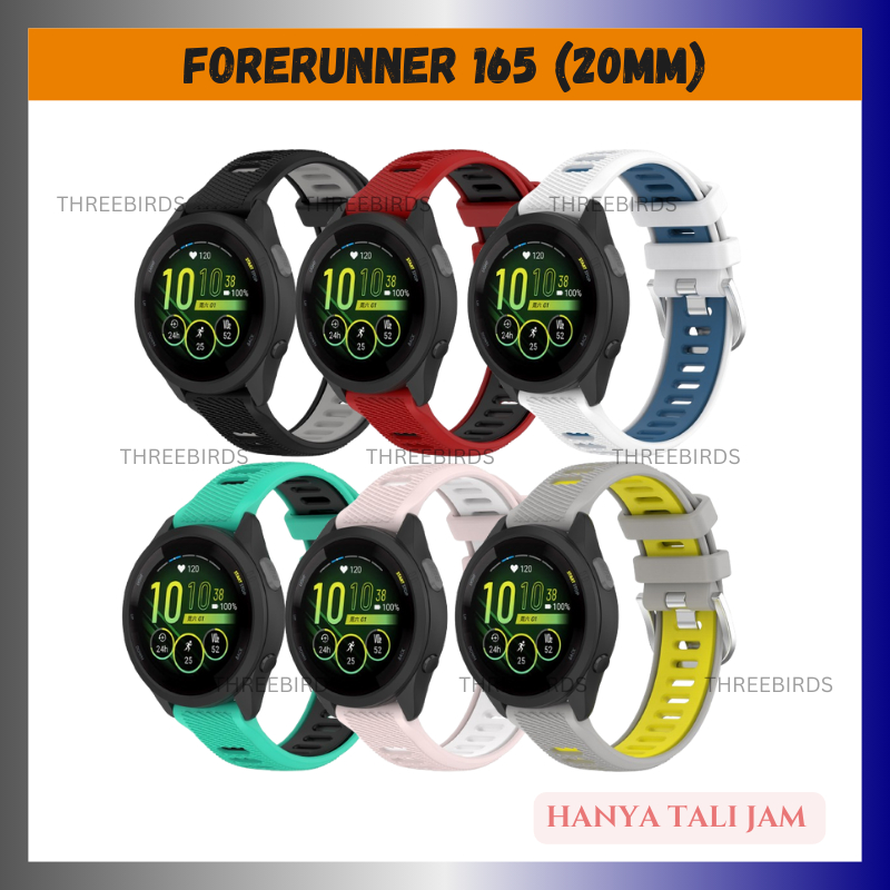 Strap Premium Rubber 20mm Garmin Forerunner 165  OFFICIAL BUCKLE - Tali Jam Strap Garmin Forerunner 