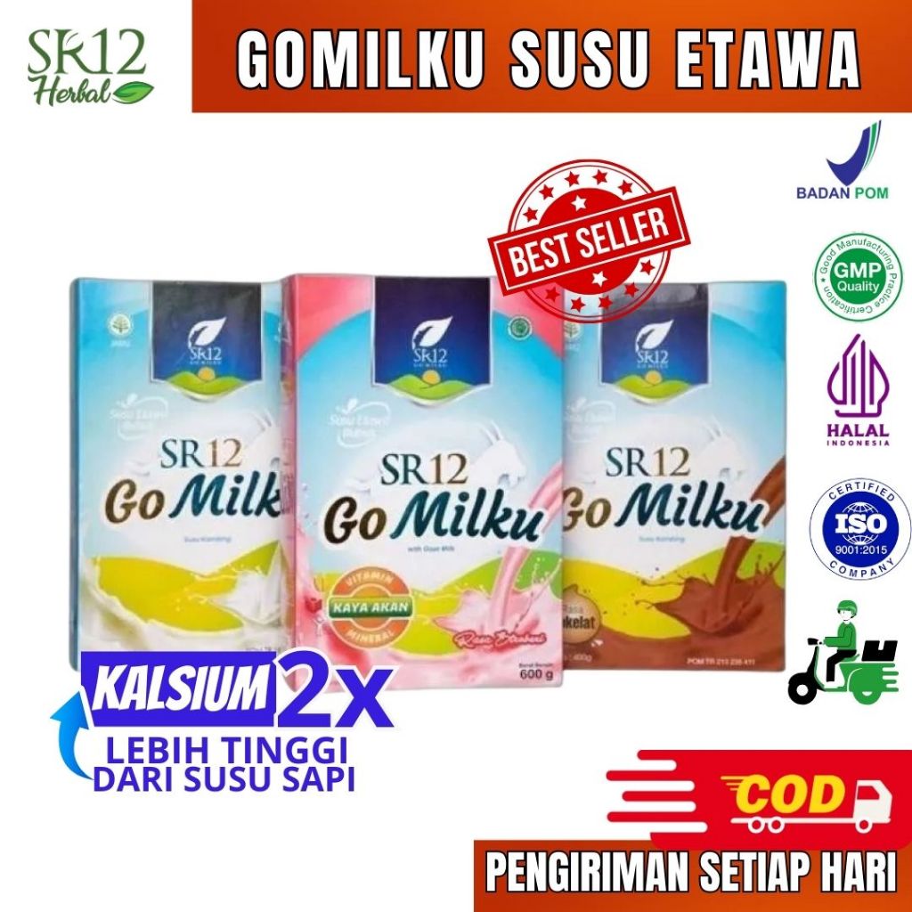 

SR12 Gomilku 200 gram / Susu Kambing Etawa Coklat Putih Tanpa Gula Asi Booster / Aman Diabetes Hipertensi / Go Milku SR12 200 GR Rasa Ori, Coklat