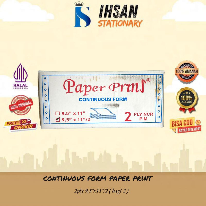 

Continuous Form 2 Ply 9,5 x 11/2 Paper Pryns